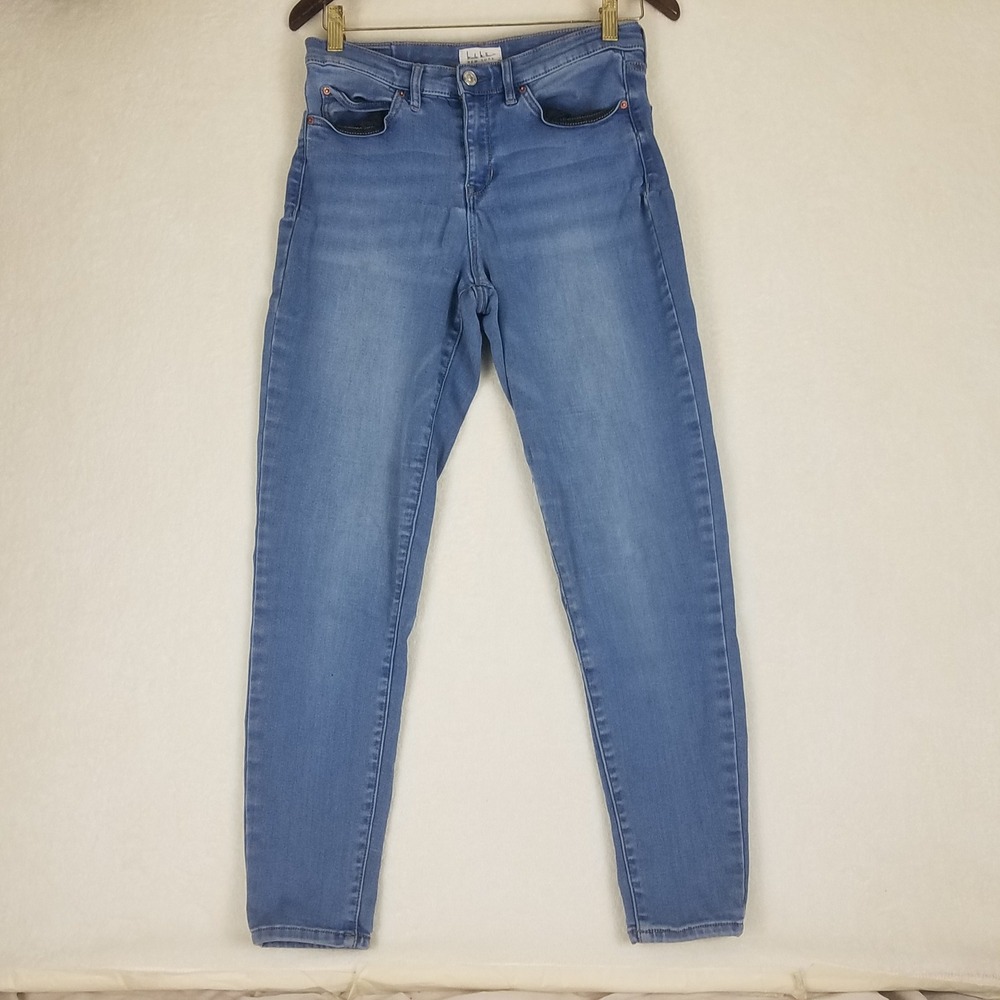 Nicole Miller New York Skinny Jeans‎ Womens 8 Blue Excellent Stretch Mid Rise